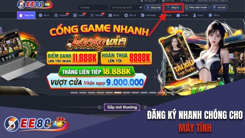 Đăng ký nhanh chóng cho máy tính